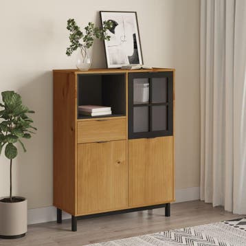 vidaXL Hoge kast met glazen deur FLAM 92x40x122,5 cm, Huis en Inrichting, Verzenden, Nieuw
