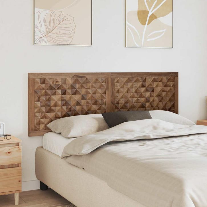 vidaXL Hoofdbord Naturel Massief Teakhout, Maison & Meubles, Chambre à coucher | Lits, Envoi