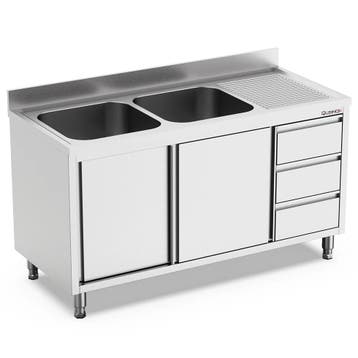 Spoeltafel | 700 LINE | RVS | 2 Spoelbakken (Links) +, Verzenden