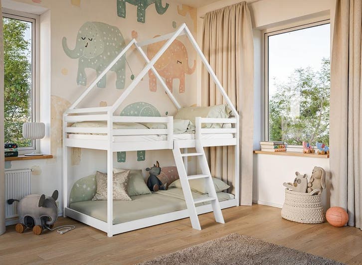 Stapelbed met Dakje Sven - Kinderbed - Wit 80 x 180, Enfants & Bébés, Chambre d'enfant | Lits superposés & Lits mezzanines, Envoi