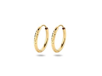 Marie Celeste - Oorringen ronde buis gediamanteerd - 16 mm -, Kleding | Dames, Overige Dameskleding, Verzenden, Zo goed als nieuw
