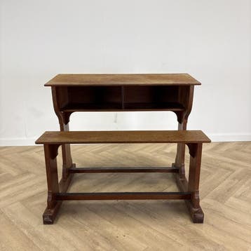 Vintage houten schoolbank (hxbxd) 95x114.5x85 cm, Gebruikt