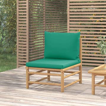 vidaXL Tuinmiddenbank met kussens bamboe groen, Verzenden, Nieuw