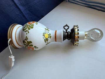 Lamp - Glas, Brons - Hand-Carved Wooden Statue