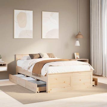 vidaXL Bedframe zonder matras met hoofdbord grenenhout, Verzenden