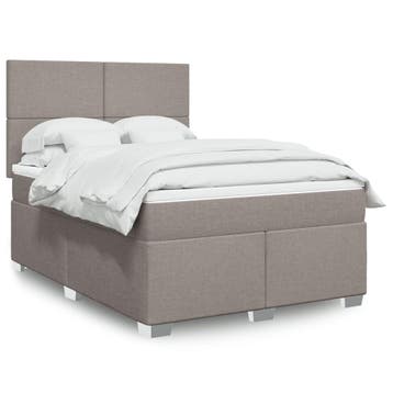 vidaXL Boxspring met matras stof taupe 140x200 cm, Huis en Inrichting, Verzenden, Nieuw