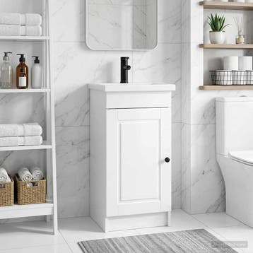 vidaXL Badkamer Vanity met Wastafel Hoogglans Wit 42 x 40 x, Verzenden