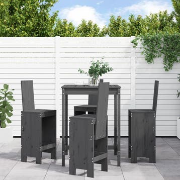 vidaXL 5-delige Tuinbarset massief grenenhout grijs, Tuin en Terras, Verzenden, Nieuw