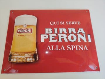 Peroni - enseigne émaillée de bière Peroni - birra peroni -