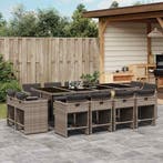 vidaXL 13-delige Tuinset met kussens poly rattan grijs, Verzenden, Nieuw, Tuinset