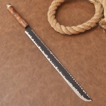 RELIC & EDGE - Keukenmes - S36 - Staal, Leder, Hout, Hoorn -