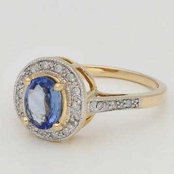 Bague - 14 carats Or jaune, Or blanc Saphir - Diamant, Nieuw