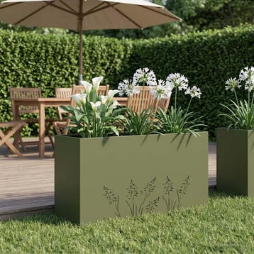 vidaXL Plantenbak Olijfgroen 100 x 20 x 49 cm Koudgewalst, Jardin & Terrasse, Pots de fleurs, Verzenden