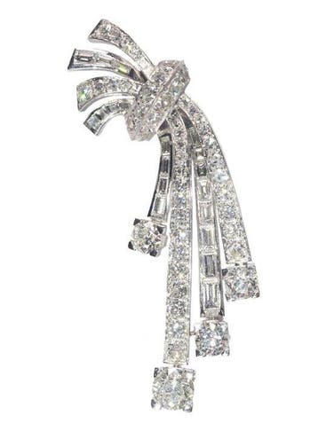 Broche Platina - 6.40ct. tw. - Diamant - Vintage Estate 1950