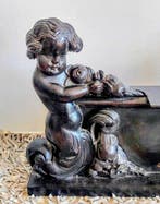 Baroque style carved wooden panel with cherubs - Panneau -, Antiquités & Art