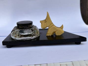 Inktpot - Inktpot Art Déco met Schotse terriër Scottie –, Antiek en Kunst