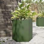 vidaXL Plantenbak zeshoek 46x40x45 cm staal olijfgroen, Verzenden, Nieuw