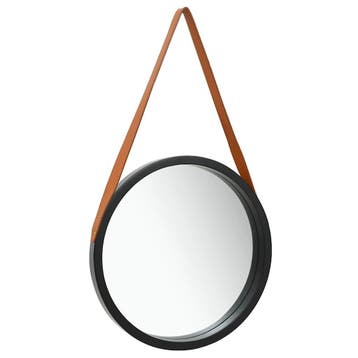 vidaXL Wandspiegel met band 50 cm zwart, Huis en Inrichting, Verzenden, Nieuw