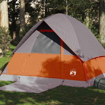 vidaXL Koepeltent 4-persoons waterdicht grijs en oranje, Verzenden