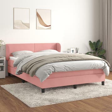 vidaXL Boxspring met matras fluweel roze 140x200 cm, Verzenden, Nieuw