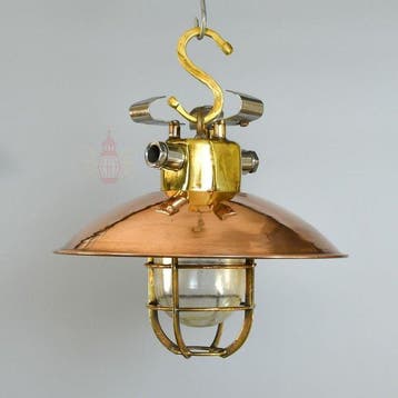 Lampe murale - Laiton, Verre - Lampe à cage industrielle