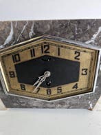 Tafelklok - Art Deco Marmer, Glas, Brons - 1940-1950