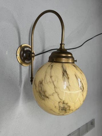 Wandlamp - Glas, Messing - Wandlamp