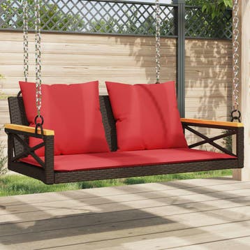 vidaXL Schommelbank met kussens 109x62x40 cm poly rattan, Verzenden, Nieuw