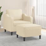 vidaXL Fauteuil met voetenbank 60 cm stof crèmekleurig, Verzenden, Nieuw