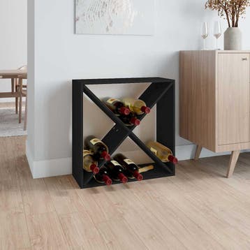vidaXL Wijnkast 62x25x62 cm massief grenenhout zwart, Huis en Inrichting, Verzenden, Nieuw