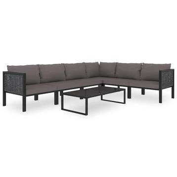 vidaXL 7-delige Loungeset met kussens poly rattan antraciet, Verzenden, Nieuw, Loungeset