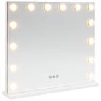 vidaXL LED Vanity Spiegel Wit 50 x 10 x 44 cm Glas en Staal, Verzenden, Nieuw