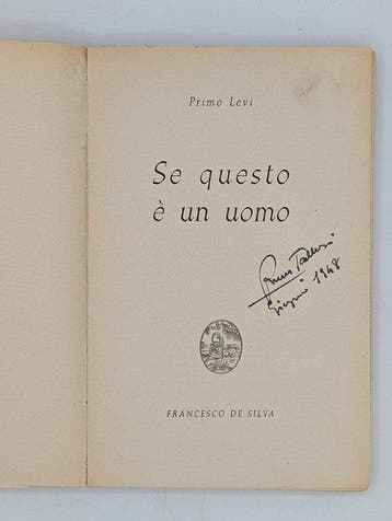 Primo Levi - Se questo è un uomo Prima Edizione De Silva -