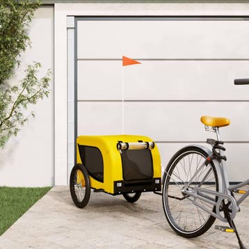 vidaXL Hondenfietstrailer oxford stof en ijzer geel en zwart, Verzenden, Nieuw
