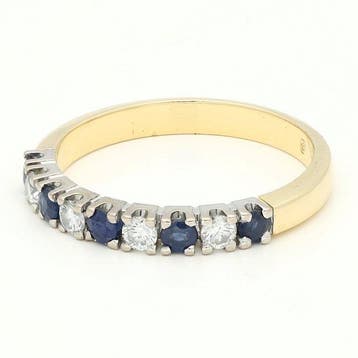 Bague - 18 carats Or jaune Diamant (Naturelle) - Saffier -, Nieuw