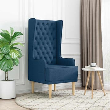 vidaXL Gecapitonneerde stoel met hoge rugleuning Blauw Stof, Verzenden, Nieuw