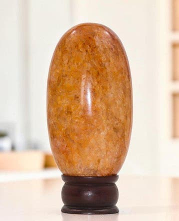 KAMR GEM Natuurlijke Golden Healer Kwarts Lingam-ei 150 mm