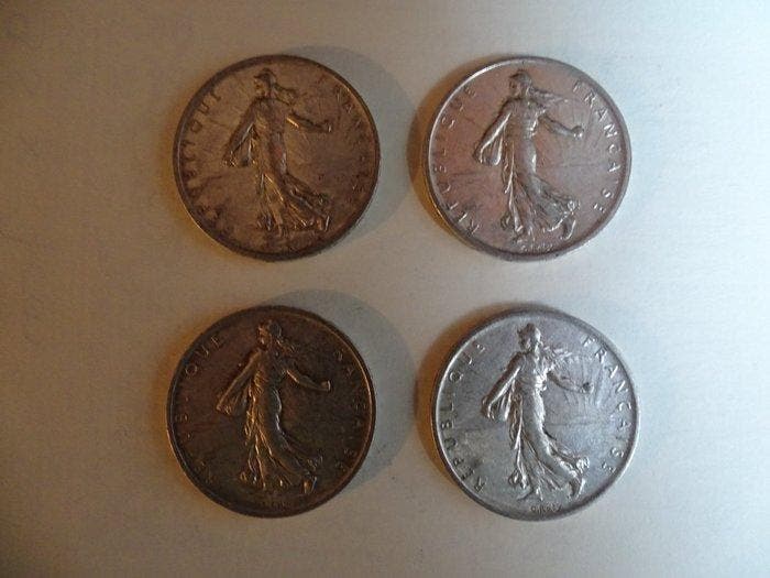 Frankrijk. 5 Francs 1960 Semeuse (lot de 4 monnaies en, Timbres & Monnaies, Monnaies | Europe | Monnaies non-euro