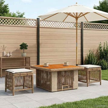 vidaXL Tuin Eettafel Set 3 st Beige en Crème poly rattan, Verzenden