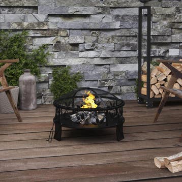 vidaXL Vuurplaats met pook XXL 50 cm staal, Huis en Inrichting, Verzenden, Nieuw