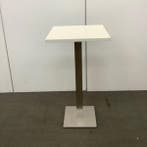 statafel op metalen poot, Hoogte 113 cm, Wit - RVS, Gebruikt