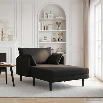 vidaXL Oversized chaise longue Zwart Bouclé, Verzenden, Nieuw