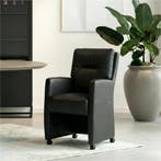 Set van 6 Leren eetkamerstoelen Sharp - Granada Black, Ophalen of Verzenden, Nieuw, Leer