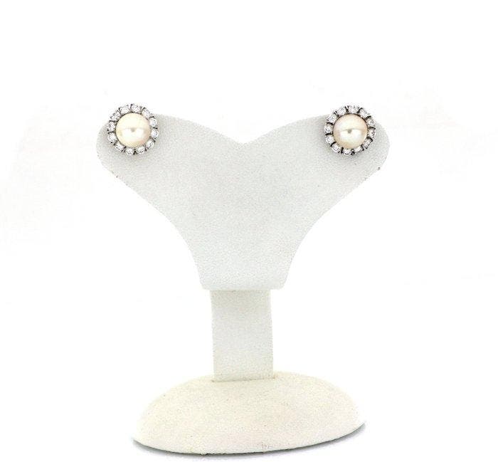 Zonder minimumprijs - Oorbellen - 18 karaat Witgoud -, Handtassen en Accessoires, Oorbellen