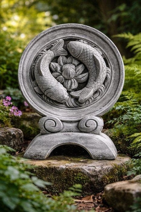 Toby (XX) - sculptuur, Handgemaakt betonnen tuinbeeld “Koi, Antiquités & Art, Curiosités & Brocante