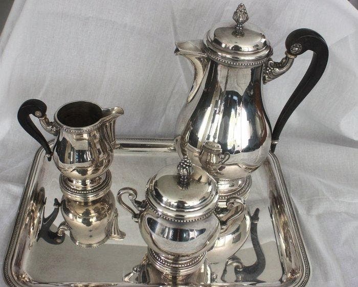 Drinkservies (4) - Verzilverd - model perles, Antiek en Kunst, Antiek | Meubels | Tafels