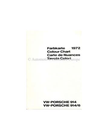 1972 VW-PORSCHE 914 & 914/6 KLEURENKAART BROCHURE, Ophalen of Verzenden