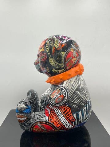 Naor - Bear Harley-Davidson pop art, Antiquités & Art, Art | Peinture | Moderne