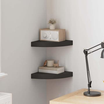 vidaXL Hoekschappen zwevend 2 st 25x25x3,8 cm MDF zwart, Verzenden, Nieuw