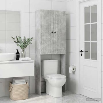 vidaXL Toiletkast EDE Betongrijs 66 x 25,5 x 190 cm Bewerkt, Huis en Inrichting, Verzenden, Nieuw